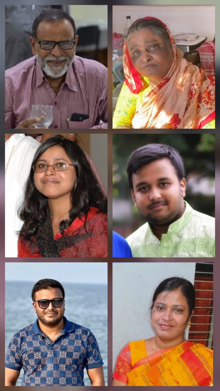 উপরে মোহাম্মদ আমিন উদ্দিন, মোছাঃ বেগম প্রতারক উম্মা সালমা ও আসিফ মাহমুদ। আপেল মাহমুদ ও উম্মে কুলসুম।